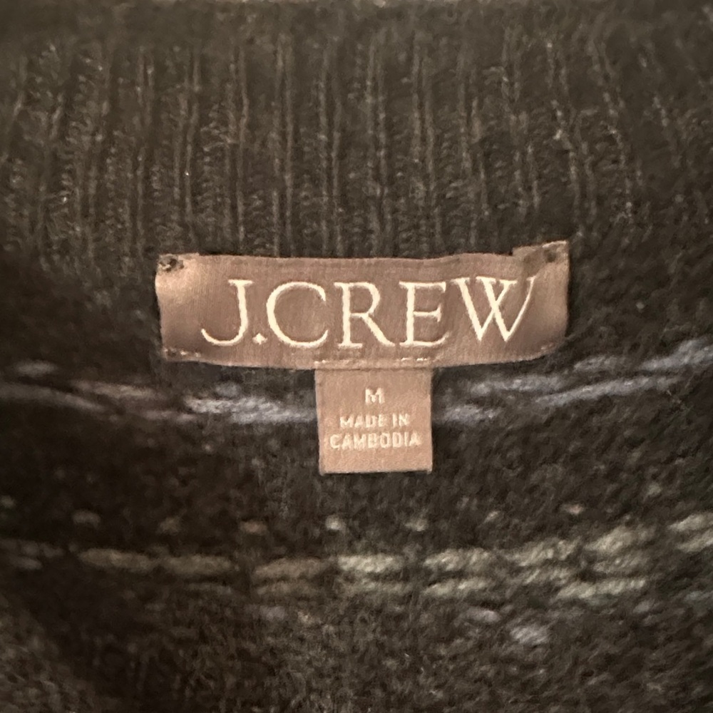 J. Crew Charcoal and Light Blue Fair Isle Mockneck Sweater - Picture 2 of 4